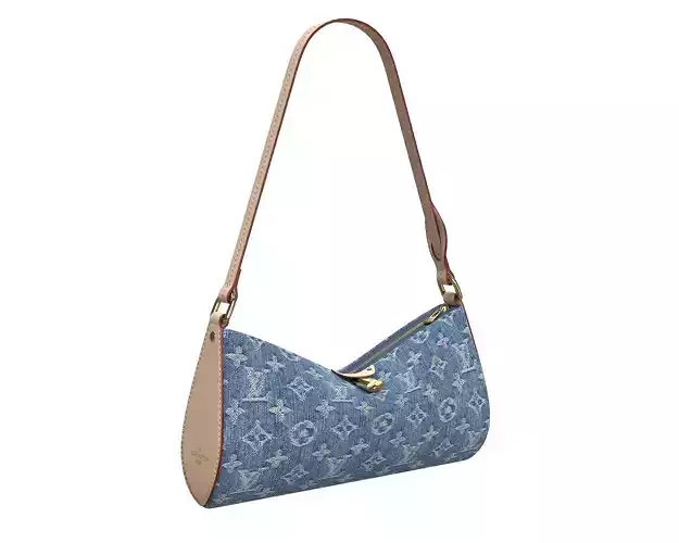 Louis Vuitton Pochette Tirette Bag Denim Low-poly 3D model