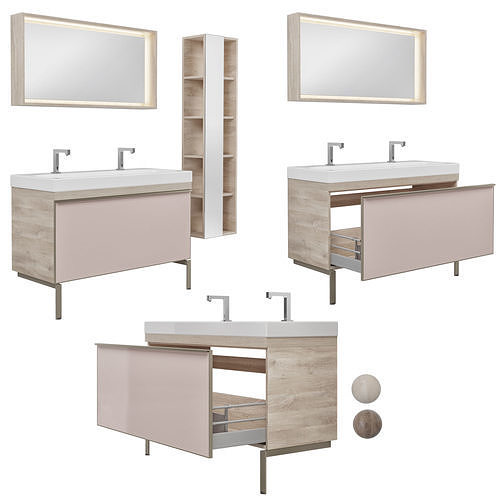 Furniture set Geberit Citterio 118 Light and Dark Oak 3D model