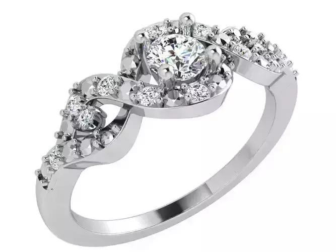 Round Diamond Twisted Ring 3593