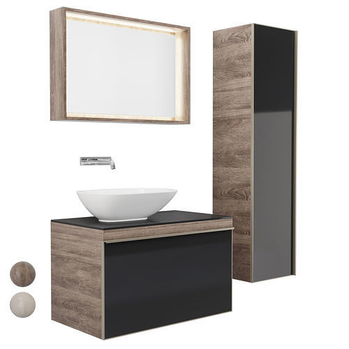 Furniture set Geberit Citterio 88 Dark  Light Oak 3D model