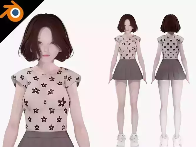 Casual Clothing 0003 - Realistic Female Character - Blender