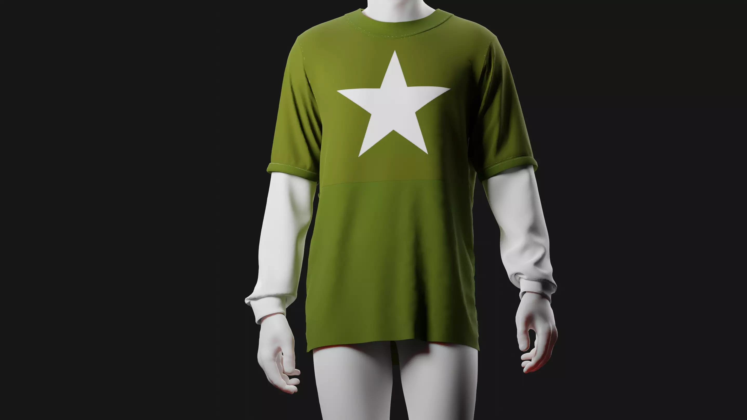 Green T-Shirt and White Undershirt Free 3D model