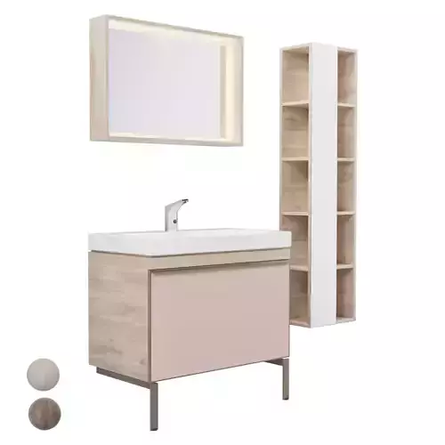 Furniture set Geberit Citterio 90 Light  Dark and Oak 3D model