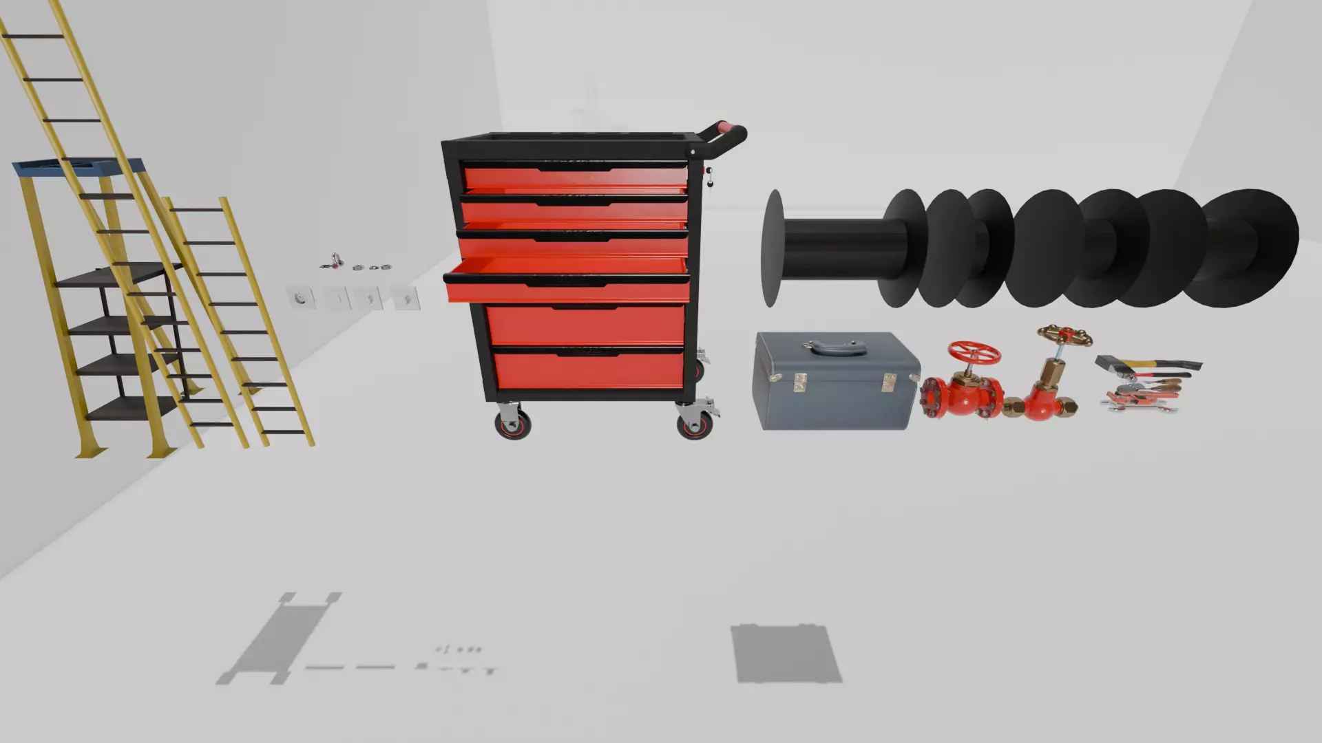 garage tool kit pack Free low-poly 3D model