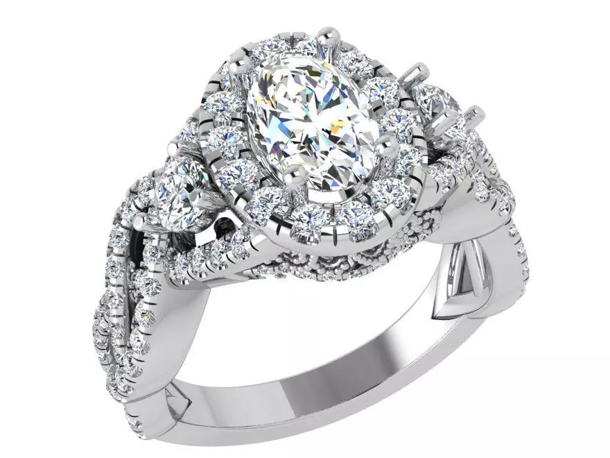 Oval Halo Twisted Ring 3600 3D print model