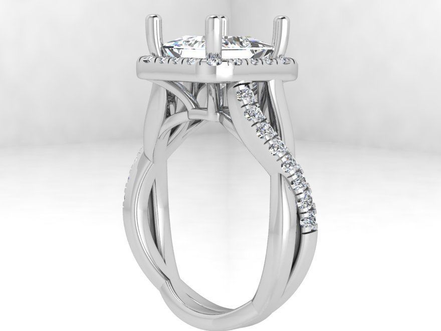 Square Halo Twisted Ring 3610 3D print model_2