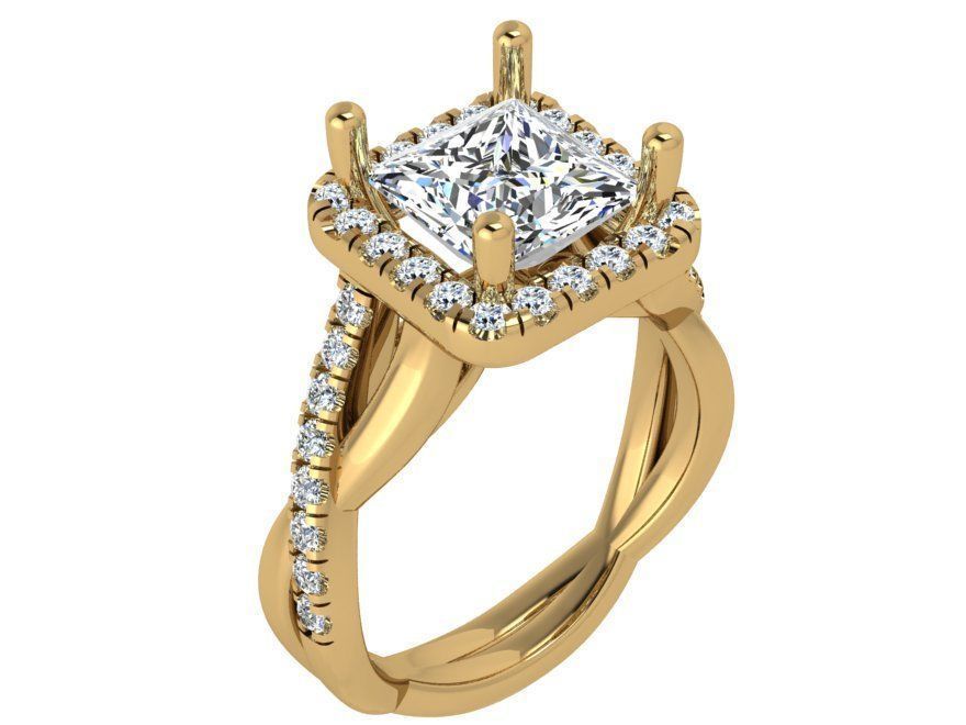 Square Halo Twisted Ring 3610 3D print model_1