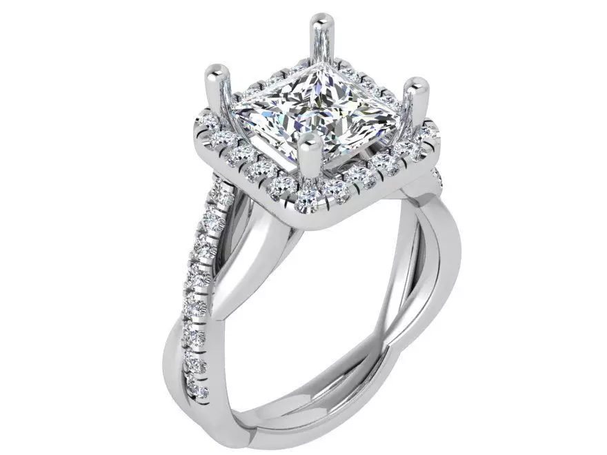 Square Halo Twisted Ring 3610 3D print model_0