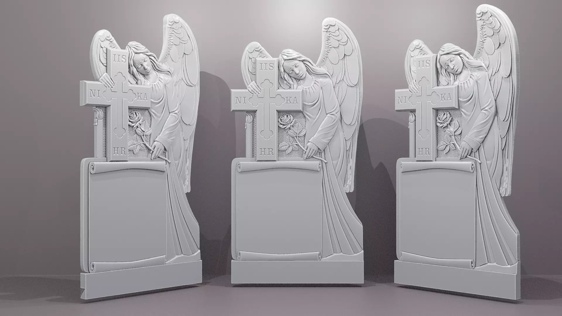 A grieving angel with a rose  3D print model_0