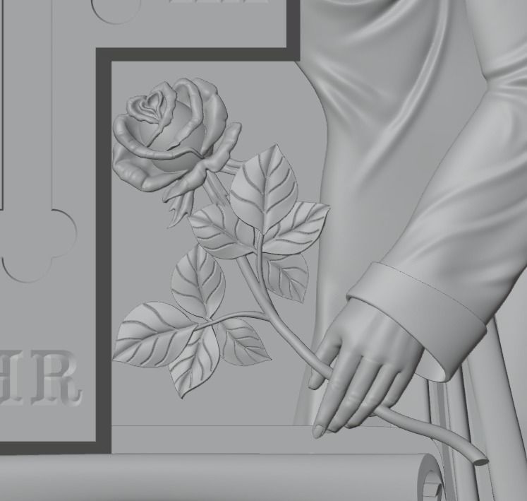 A grieving angel with a rose  3D print model_2