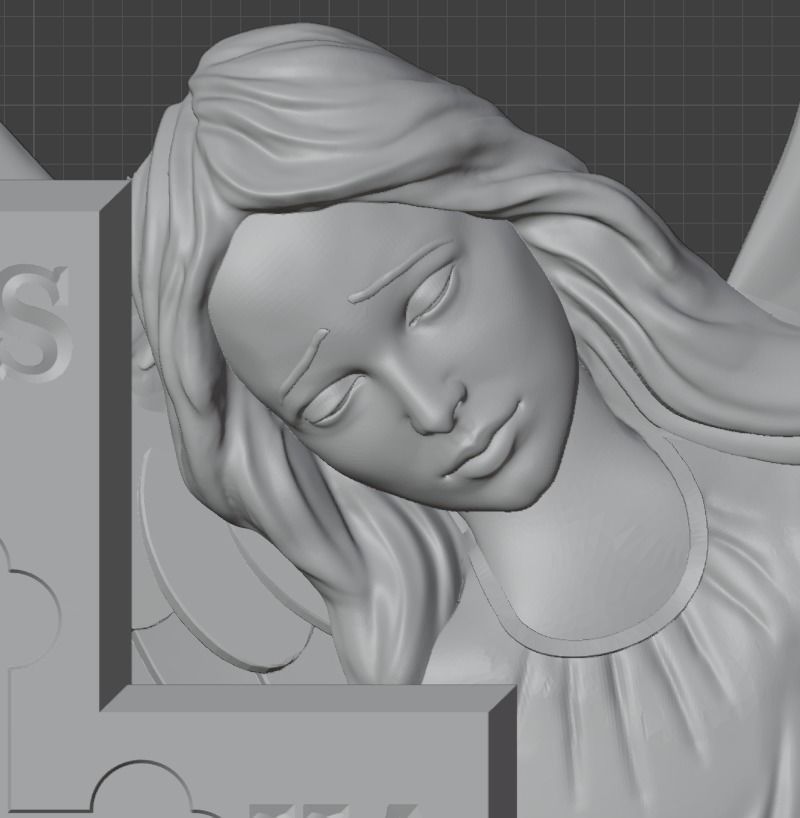 A grieving angel with a rose  3D print model_4