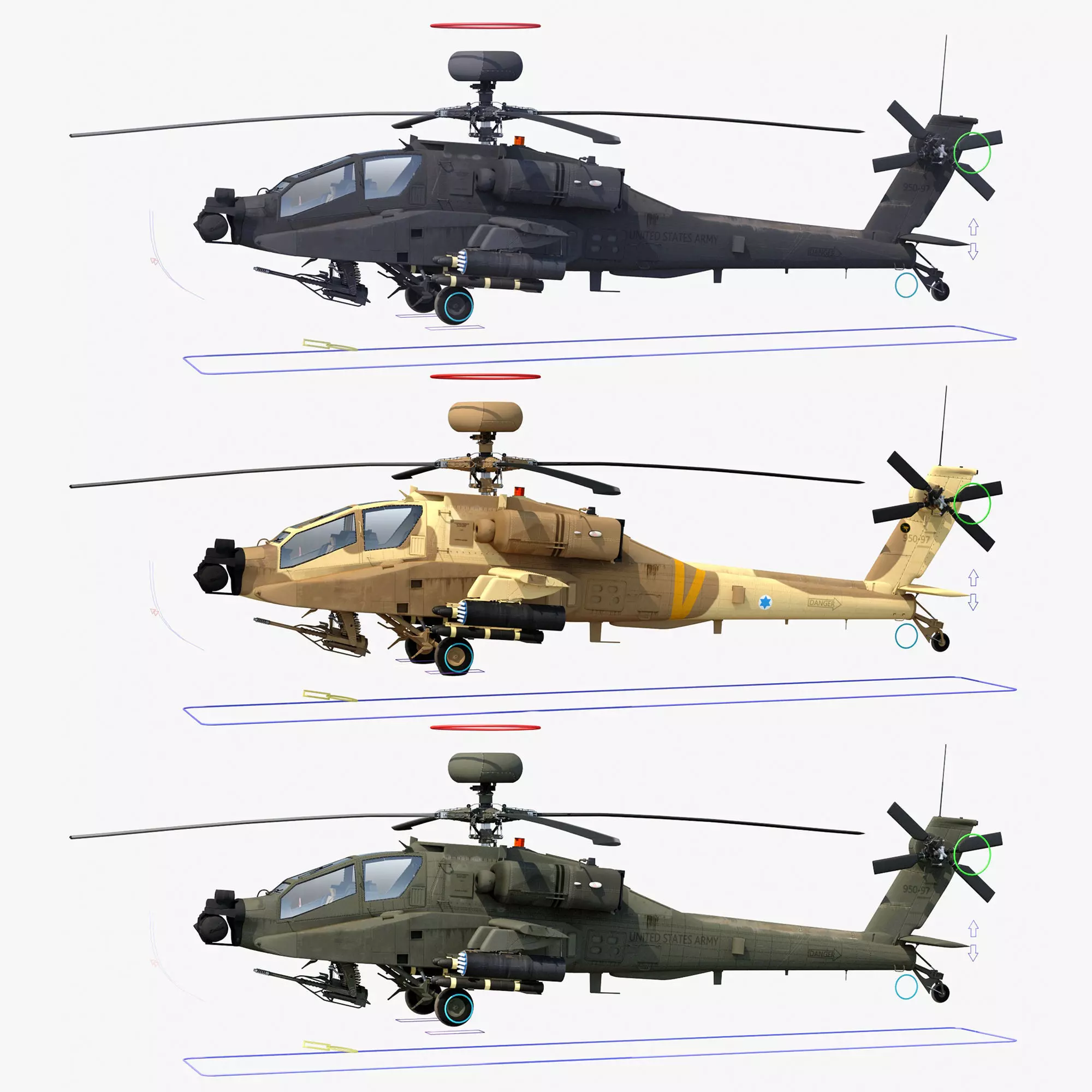 AH64E Apache Longbow Helicopter Rigged Collection _0