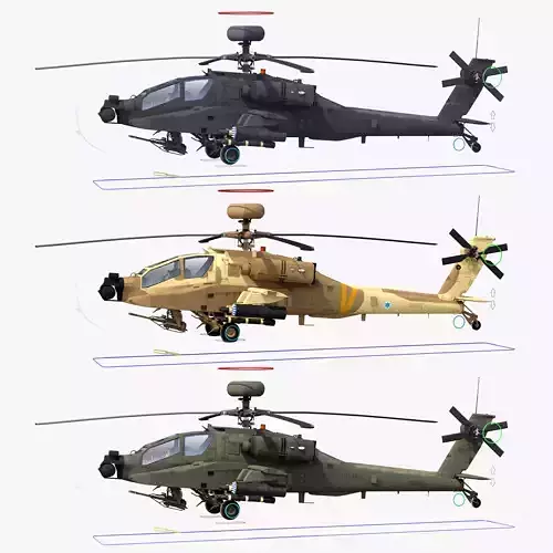 AH64E Apache Longbow Helicopter Rigged Collection 