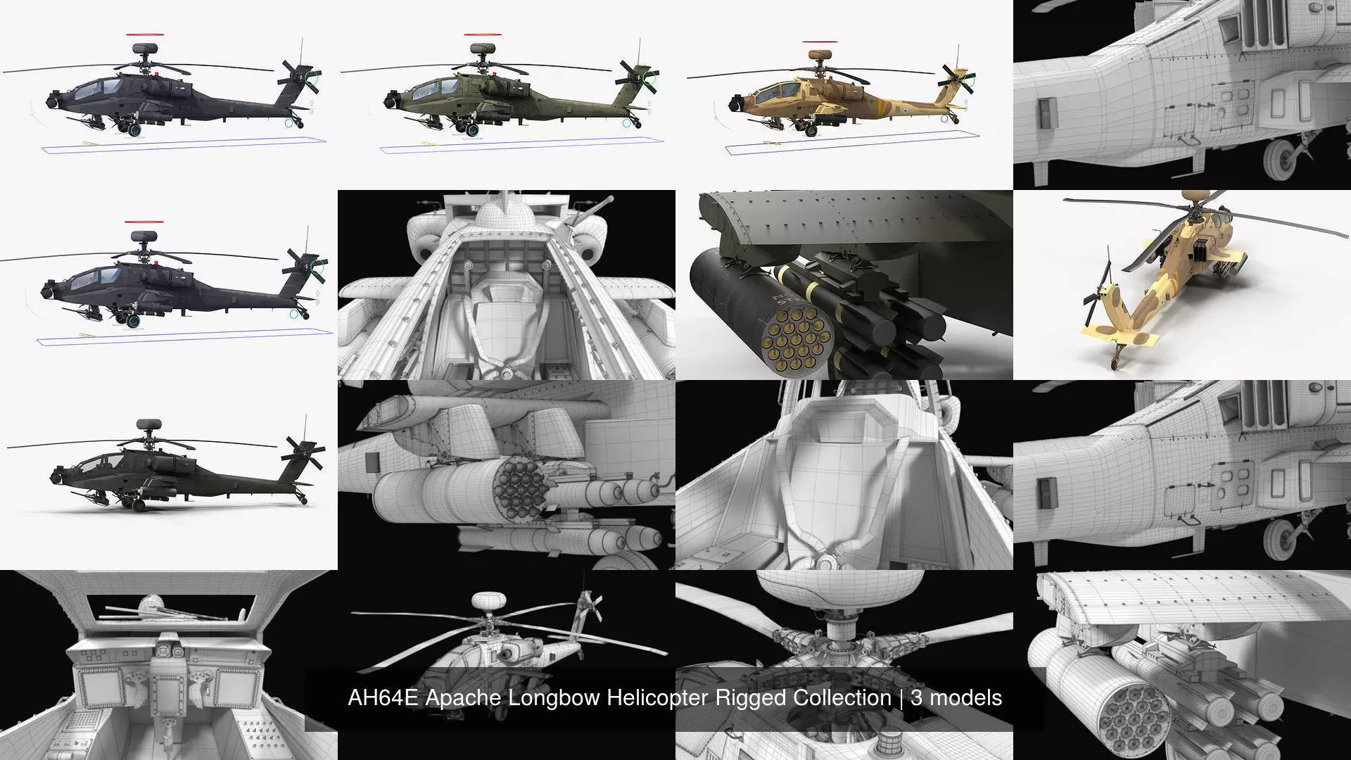 AH64E Apache Longbow Helicopter Rigged Collection _1
