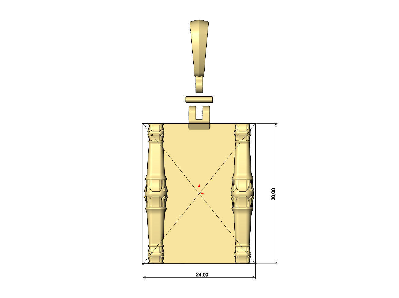 Scroll Lotus bead elongated columns pendant charm 3D print model_7