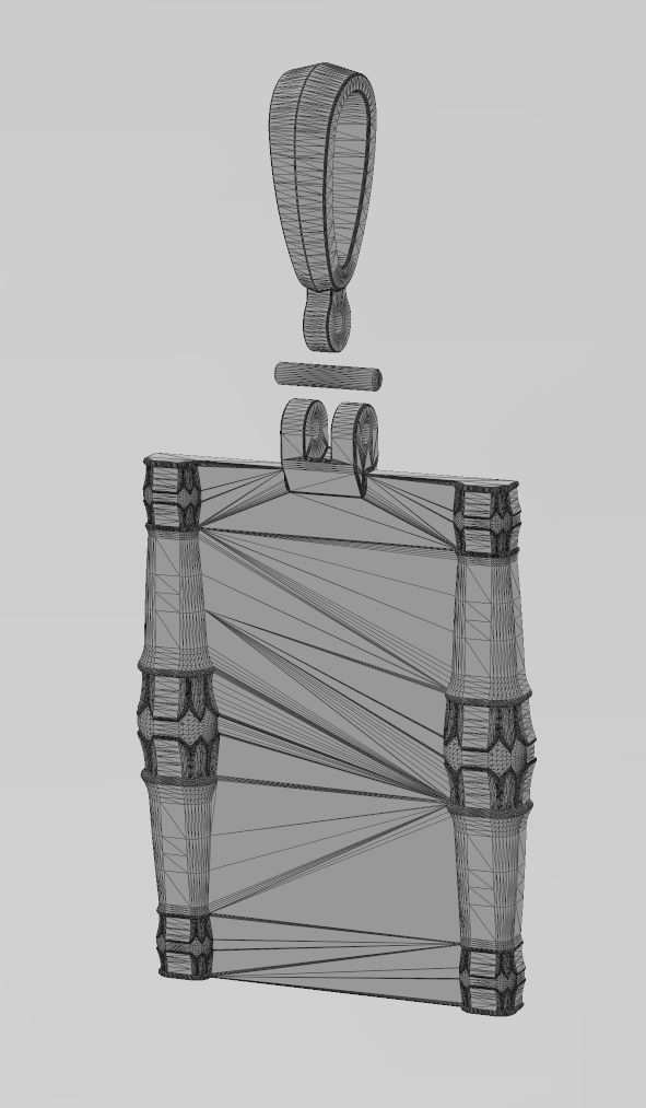 Scroll Lotus bead elongated columns pendant charm 3D print model_12