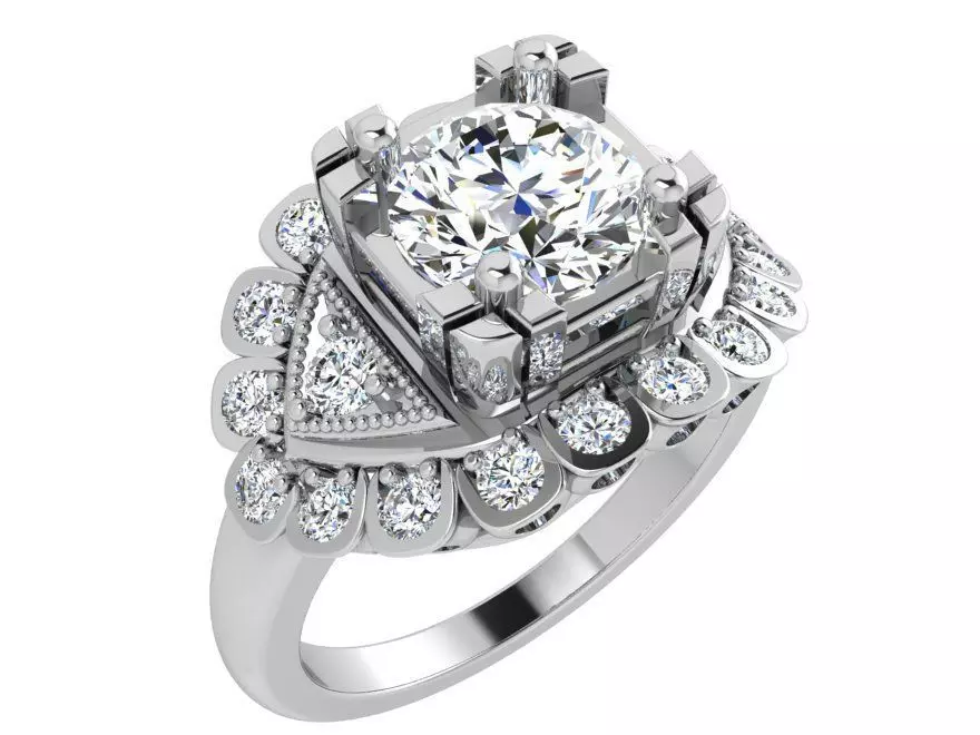 Diamond Unique Ring 3619 3D print model