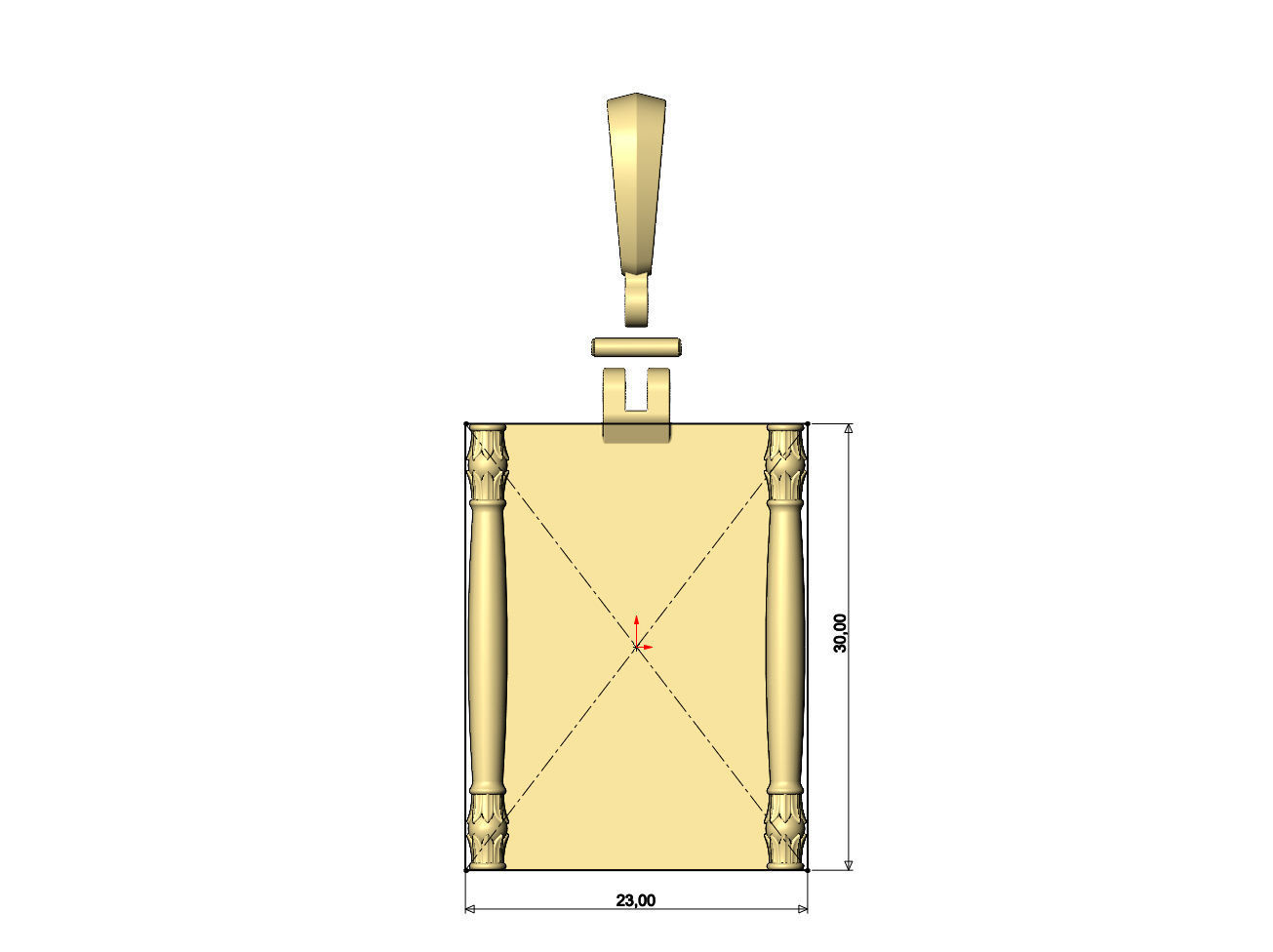 Lotus column sides scroll pendant charm 3D print model_7