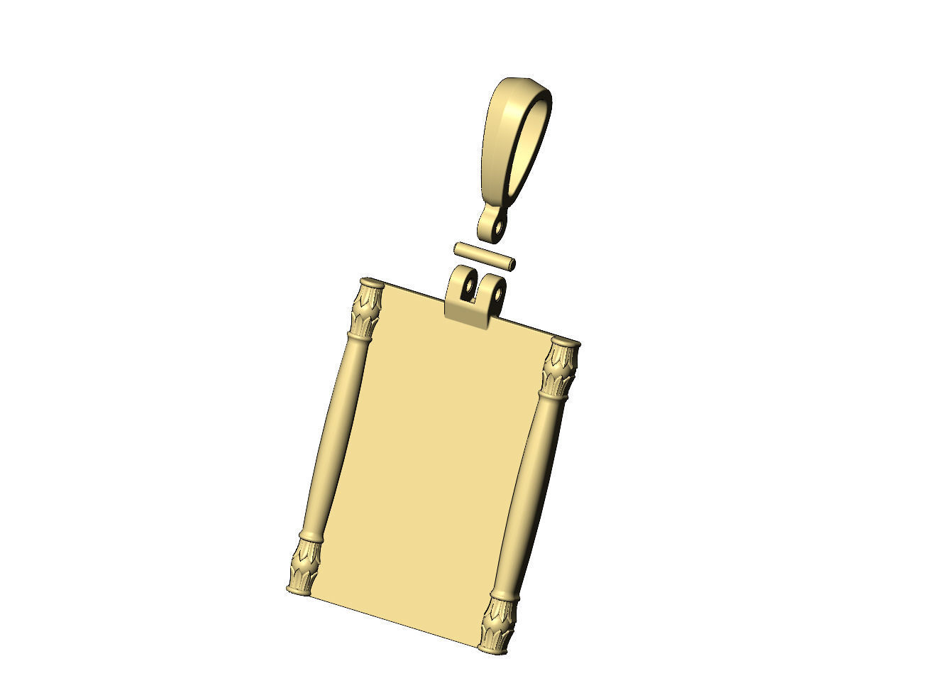 Lotus column sides scroll pendant charm 3D print model_6