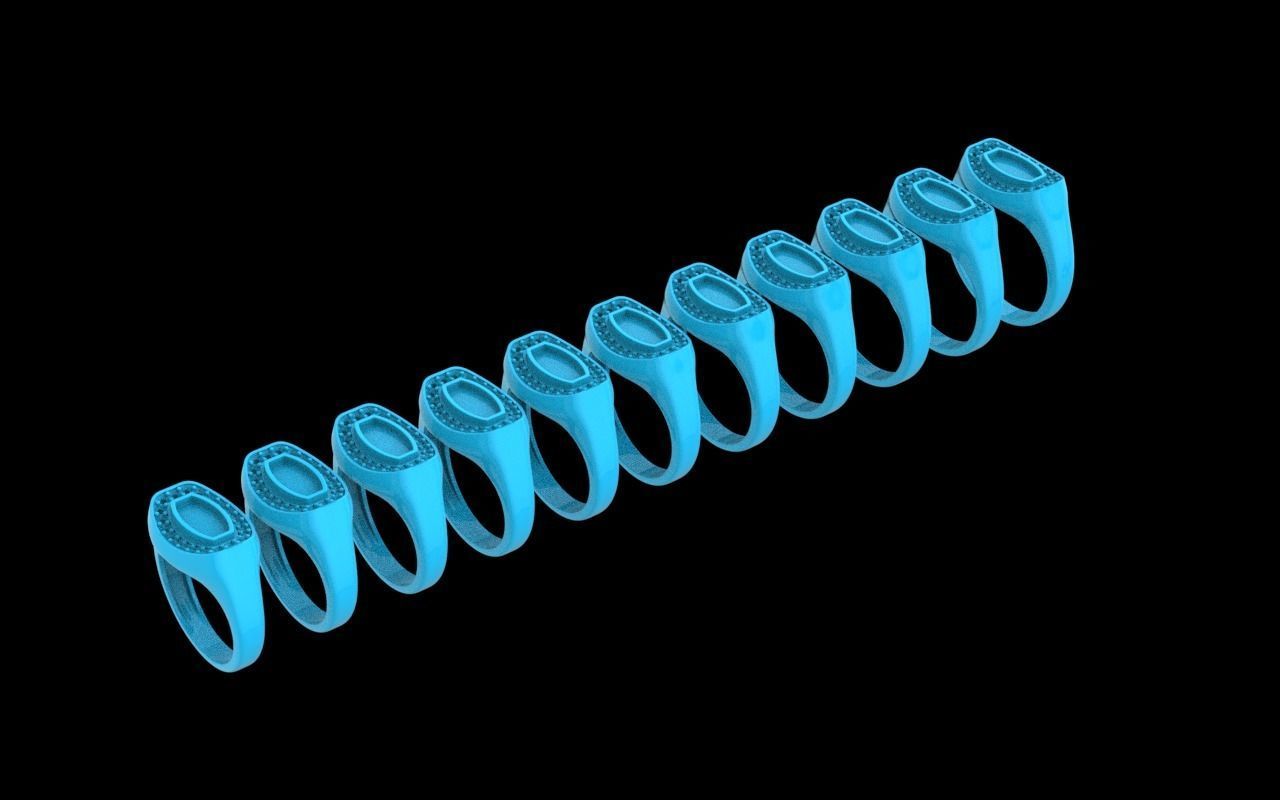 Signet ring set 3D print model_6