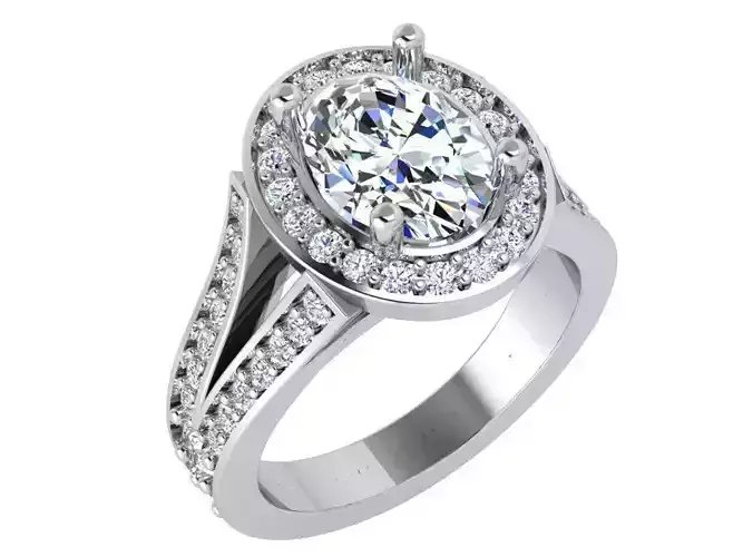 Oval Halo Split Shank Ring 3634