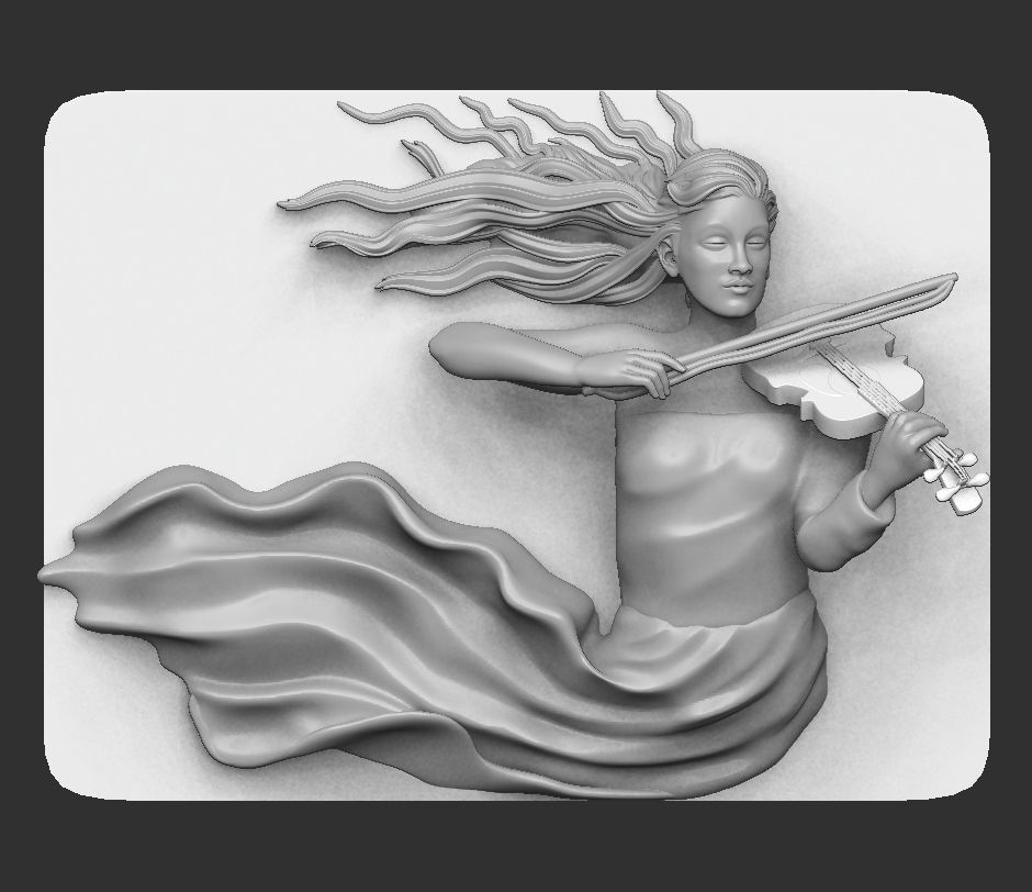 GIRL PLAYING THE VIOLIN-WAll art statue 3D print model_7