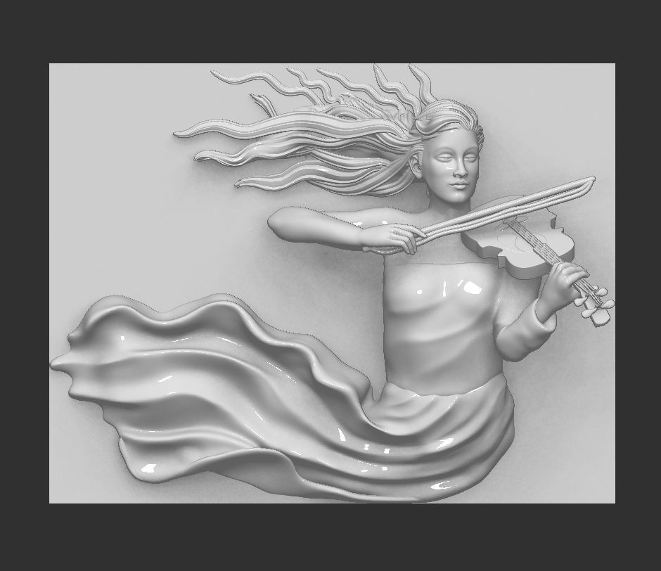 GIRL PLAYING THE VIOLIN-WAll art statue 3D print model_24
