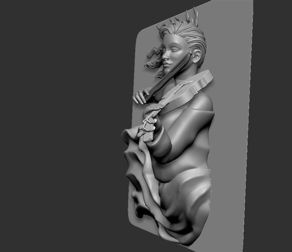 GIRL PLAYING THE VIOLIN-WAll art statue 3D print model_4