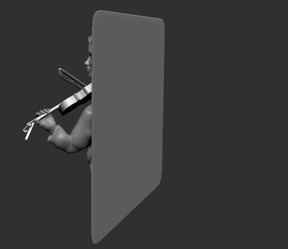 GIRL PLAYING THE VIOLIN-WAll art statue 3D print model_3