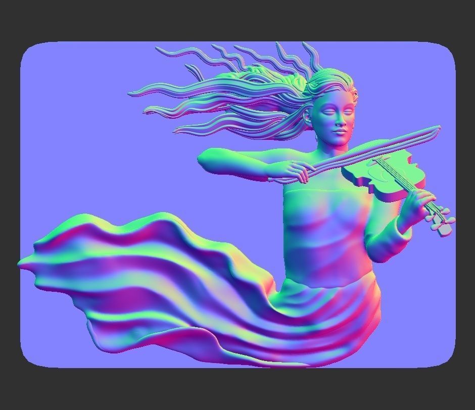 GIRL PLAYING THE VIOLIN-WAll art statue 3D print model_22