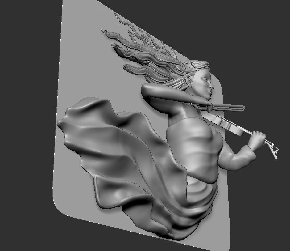 GIRL PLAYING THE VIOLIN-WAll art statue 3D print model_6
