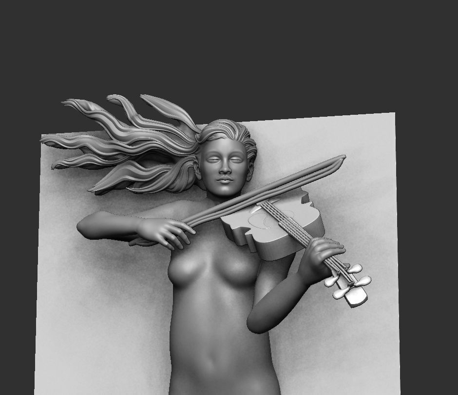 GIRL PLAYING THE VIOLIN-WAll art statue 3D print model_15