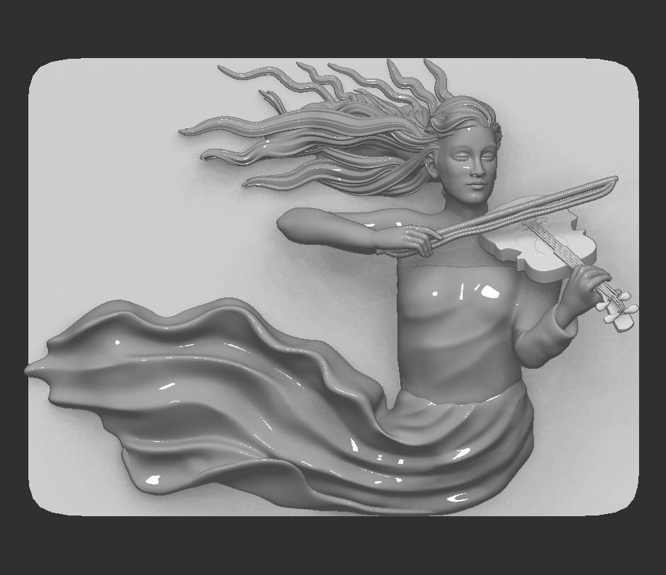 GIRL PLAYING THE VIOLIN-WAll art statue 3D print model_5