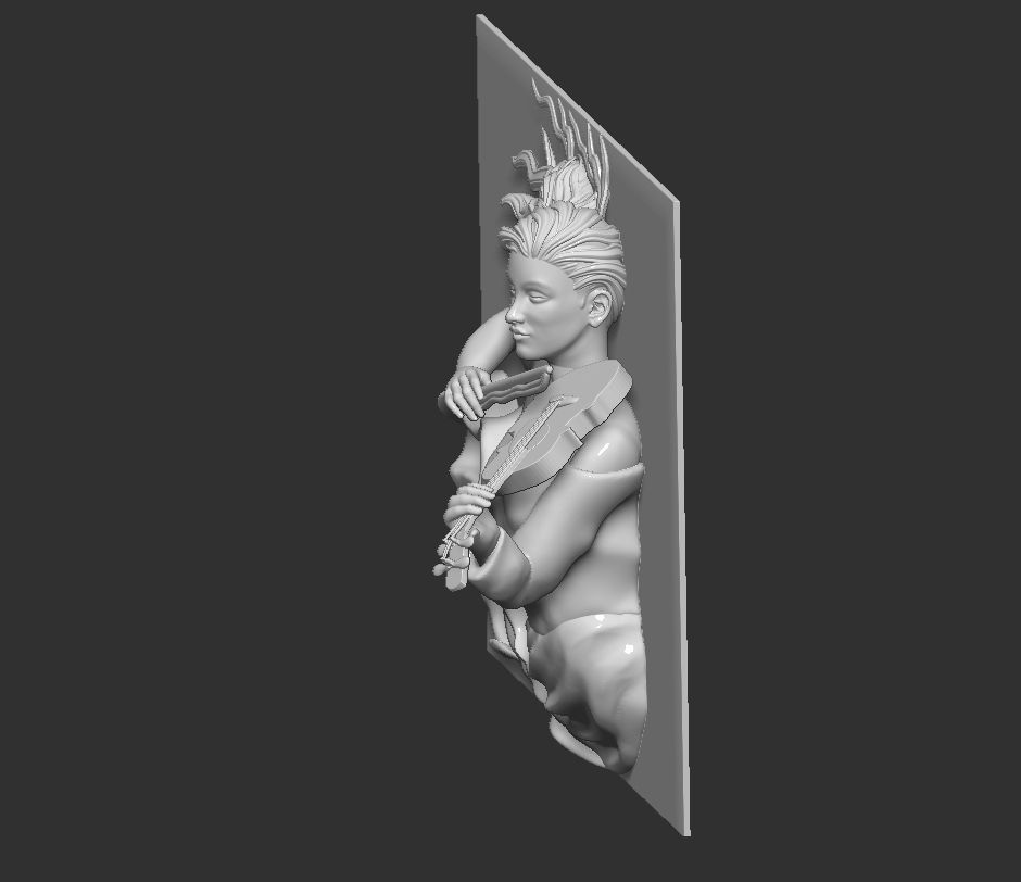GIRL PLAYING THE VIOLIN-WAll art statue 3D print model_21