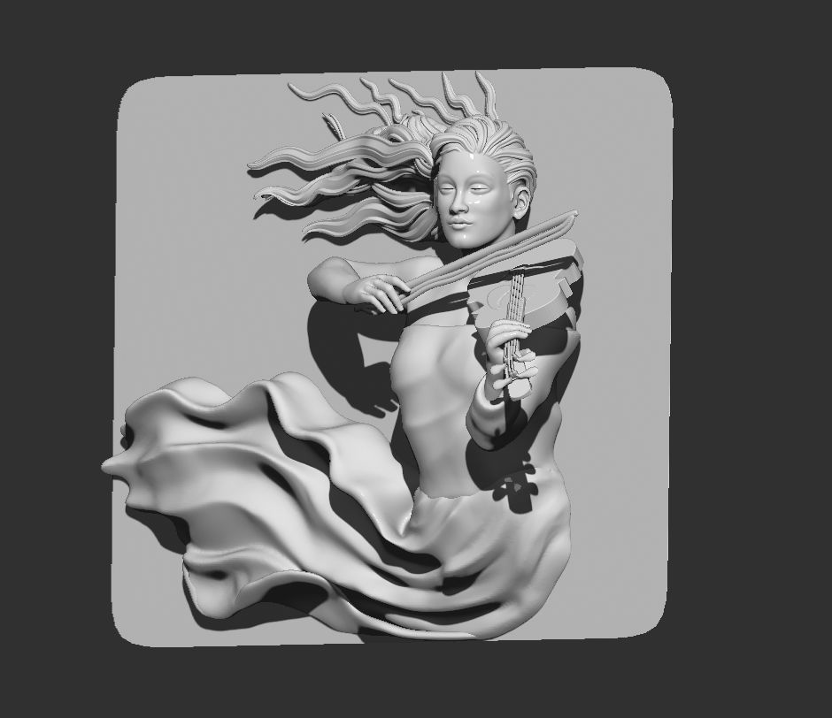 GIRL PLAYING THE VIOLIN-WAll art statue 3D print model_1
