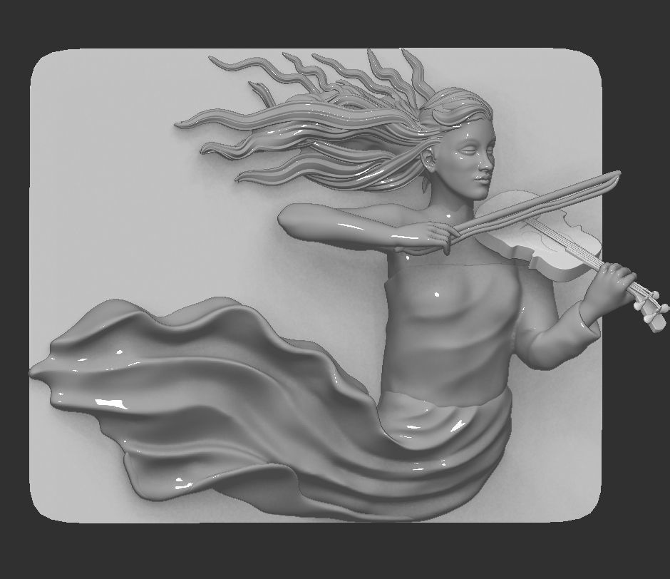 GIRL PLAYING THE VIOLIN-WAll art statue 3D print model_11