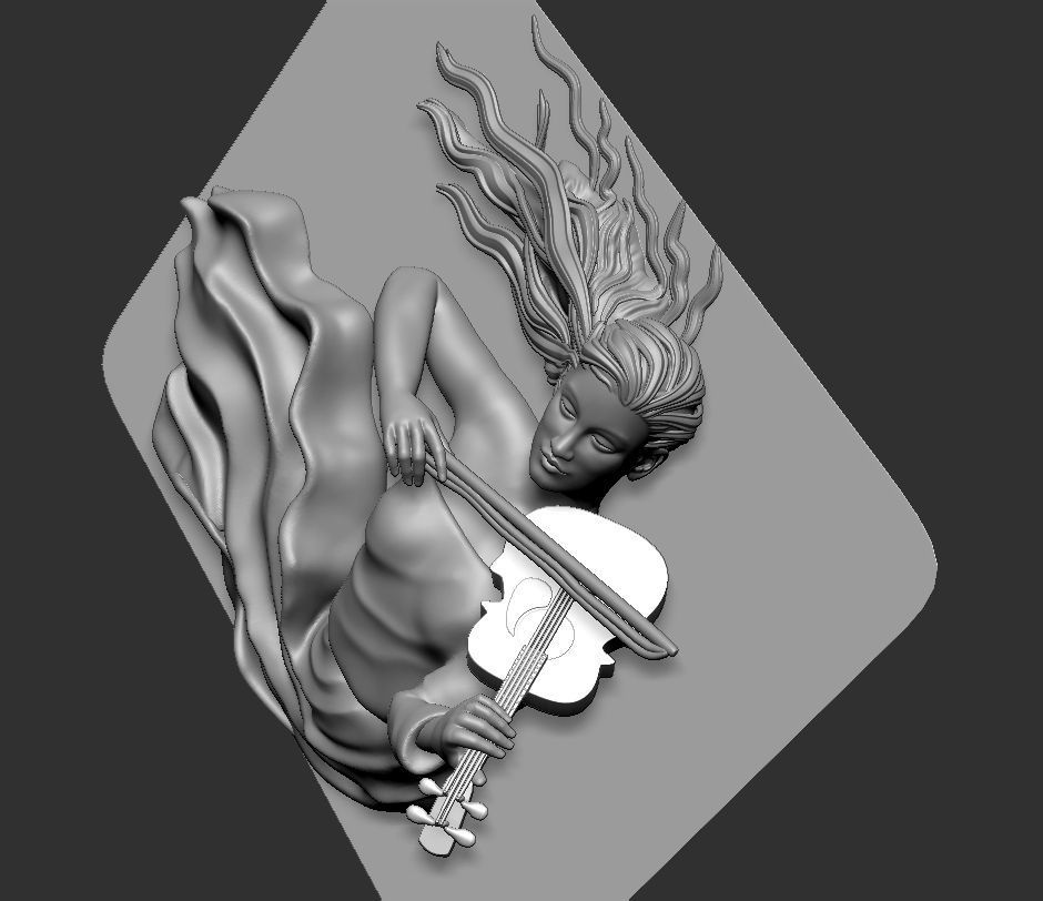 GIRL PLAYING THE VIOLIN-WAll art statue 3D print model_10