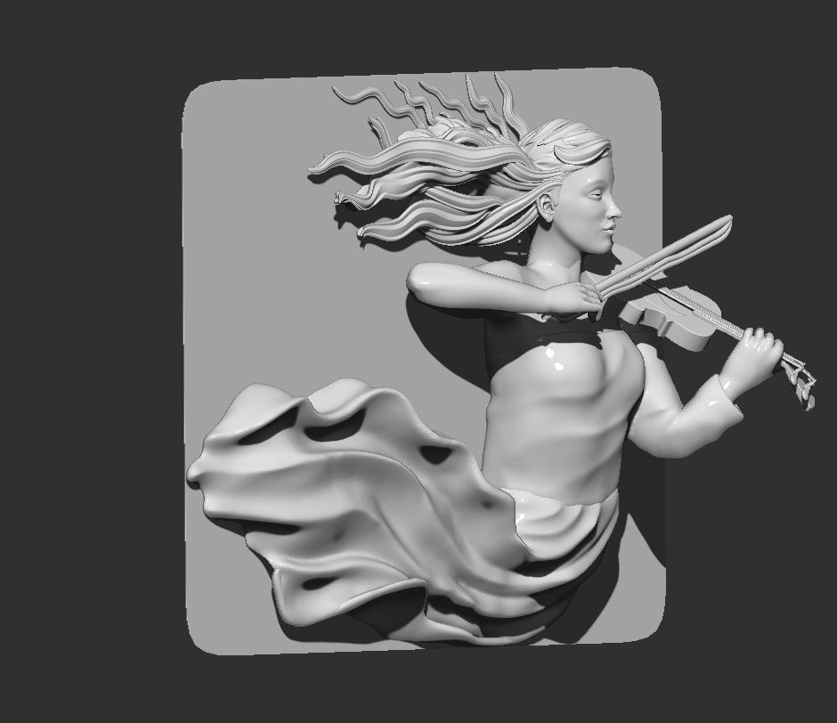 GIRL PLAYING THE VIOLIN-WAll art statue 3D print model_17