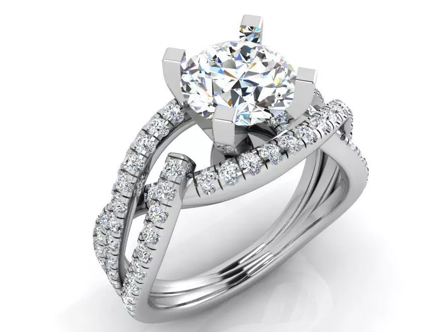 Round Diamond Twisted Ring 3643 3D print model