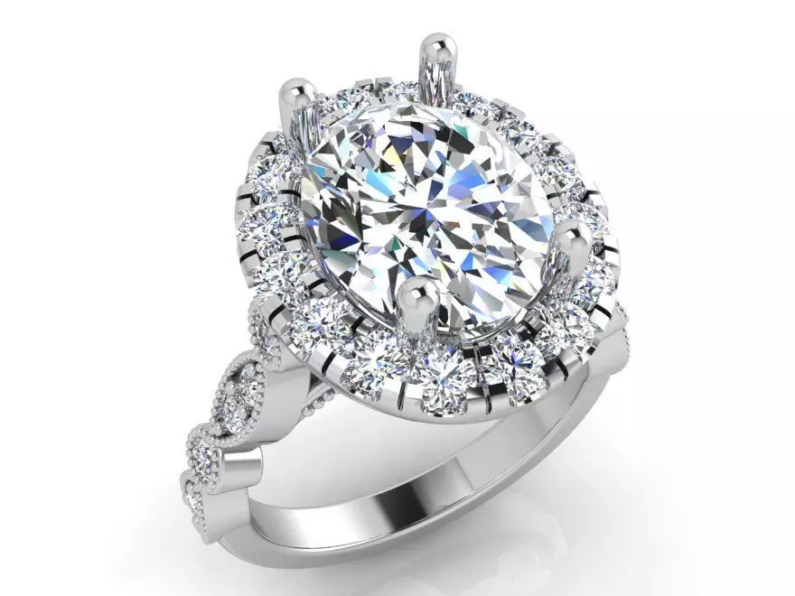 Oval Halo Ring 3648 3D print model