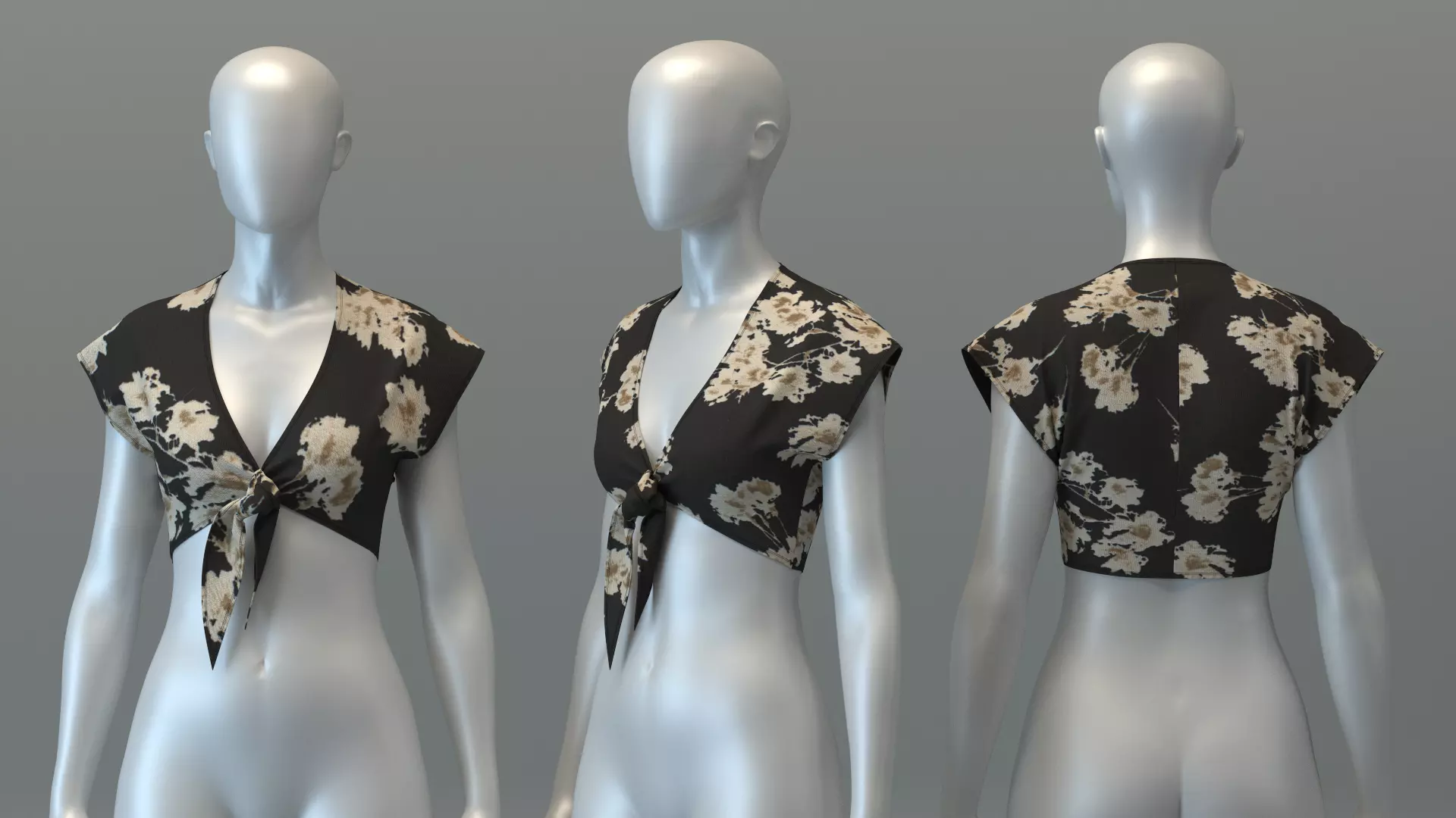 Floral Cropped Top 3D model