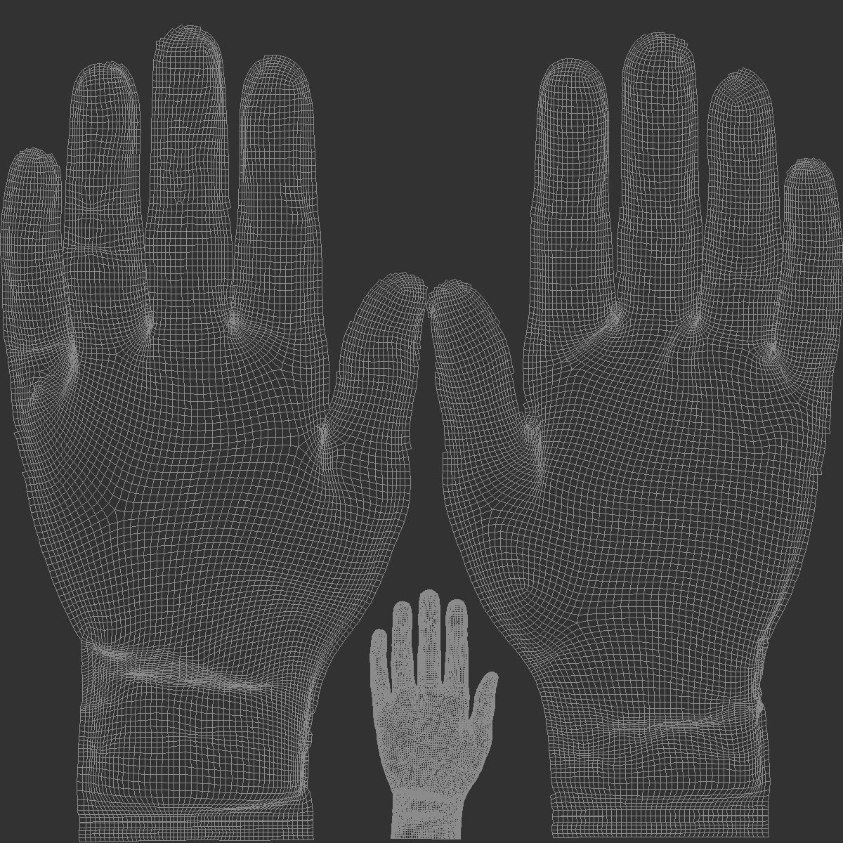 Blue Rubber Gloves 2 Types - medicine nitrile protective glove 3D model_7