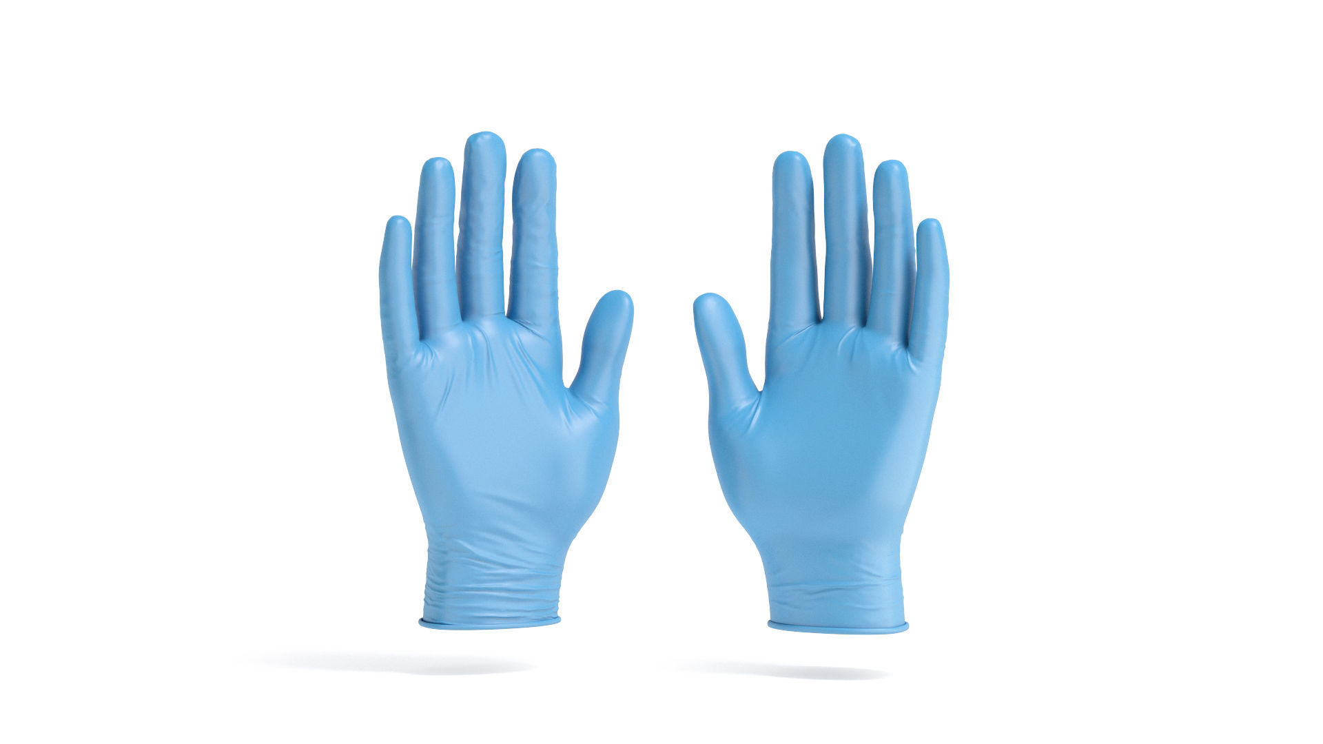 Blue Rubber Gloves 2 Types - medicine nitrile protective glove 3D model_3