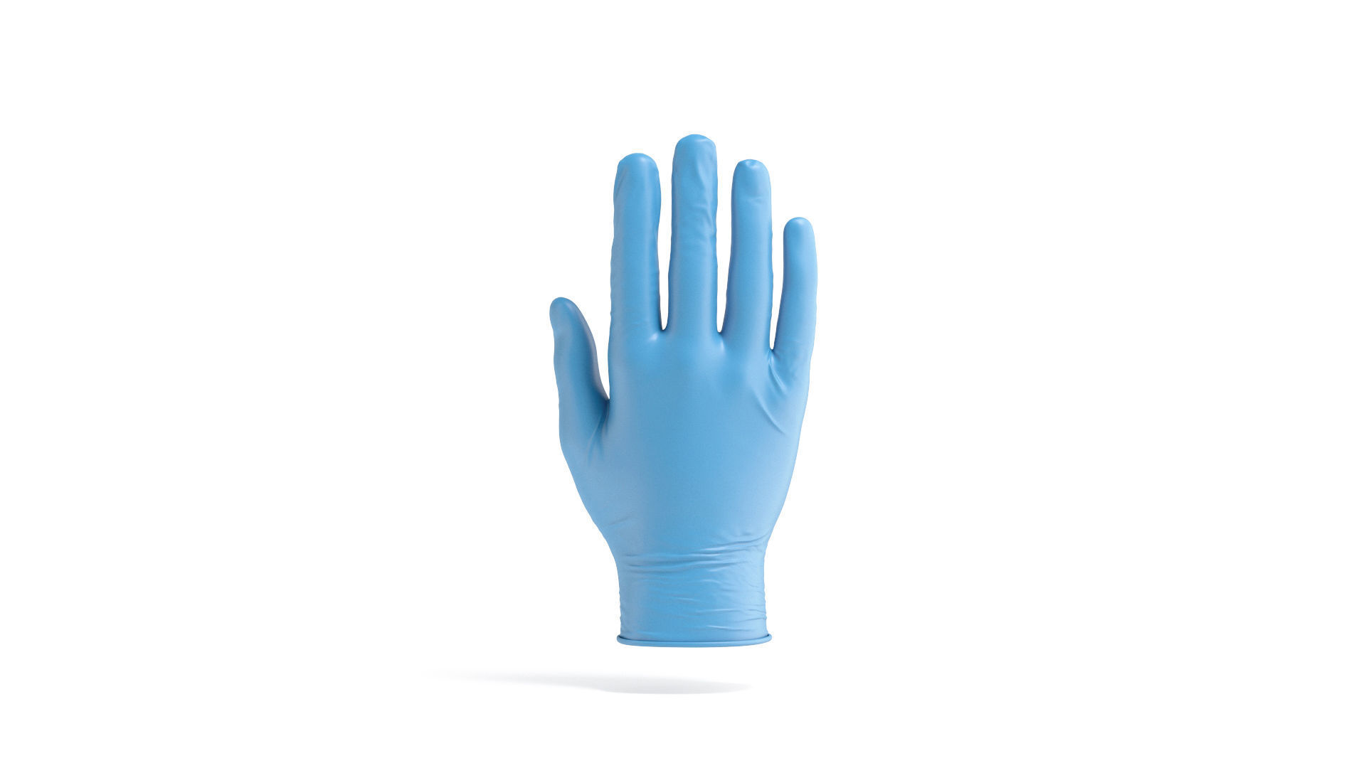 Blue Rubber Gloves 2 Types - medicine nitrile protective glove 3D model_1