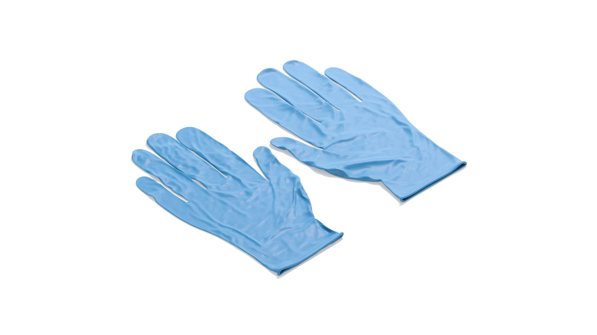 Blue Rubber Gloves 2 Types - medicine nitrile protective glove 3D model_5