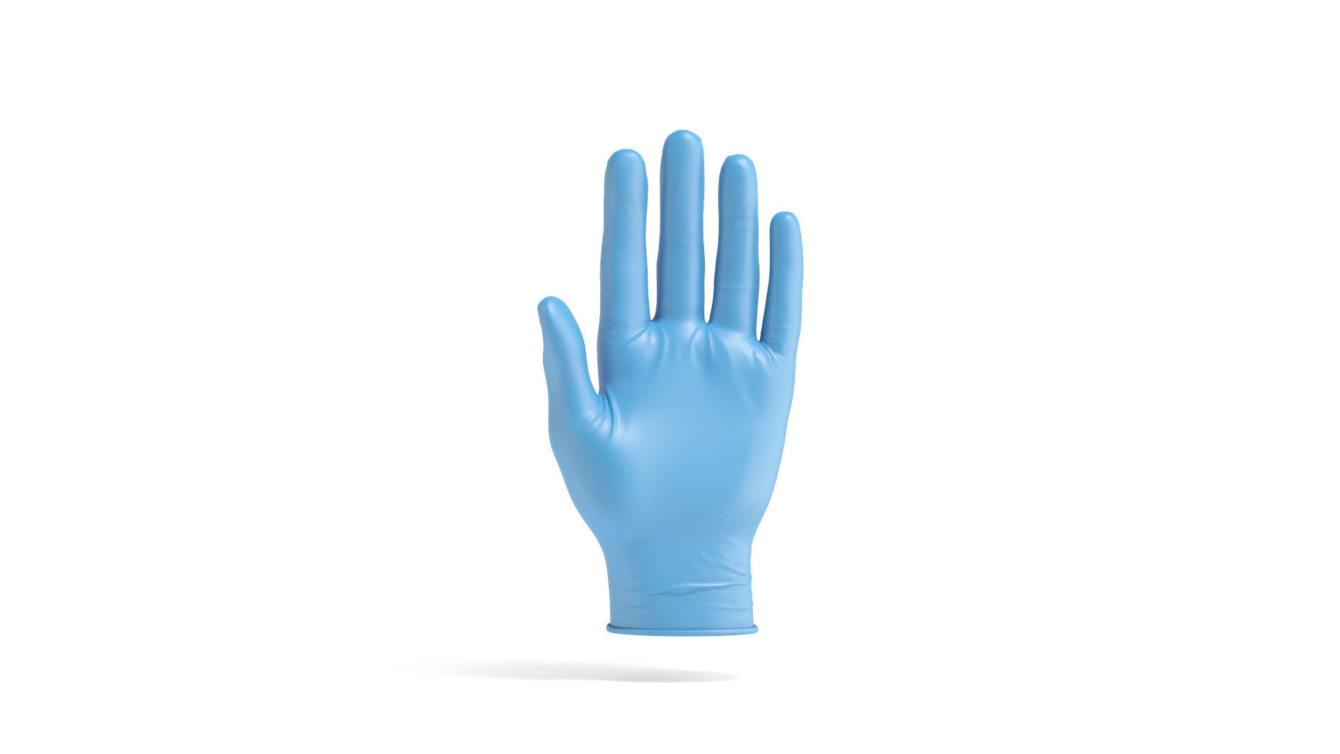 Blue Rubber Gloves 2 Types - medicine nitrile protective glove 3D model_2