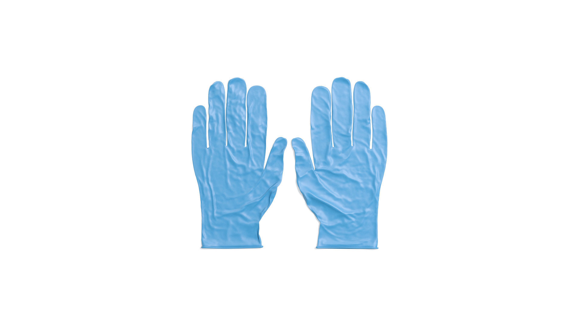 Blue Rubber Gloves 2 Types - medicine nitrile protective glove 3D model_6