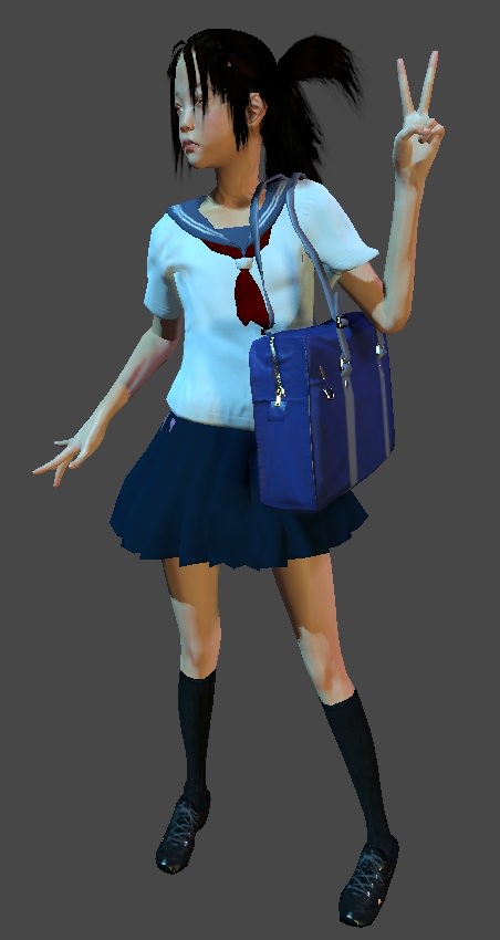 Akari schoolgirl Low-poly 3D model_2