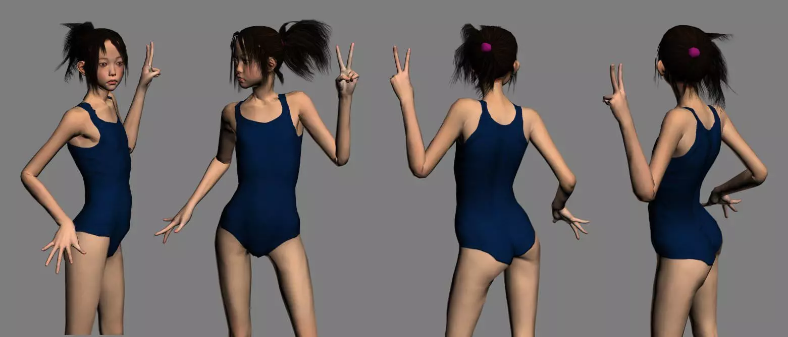 Akari schoolgirl Low-poly 3D model_0