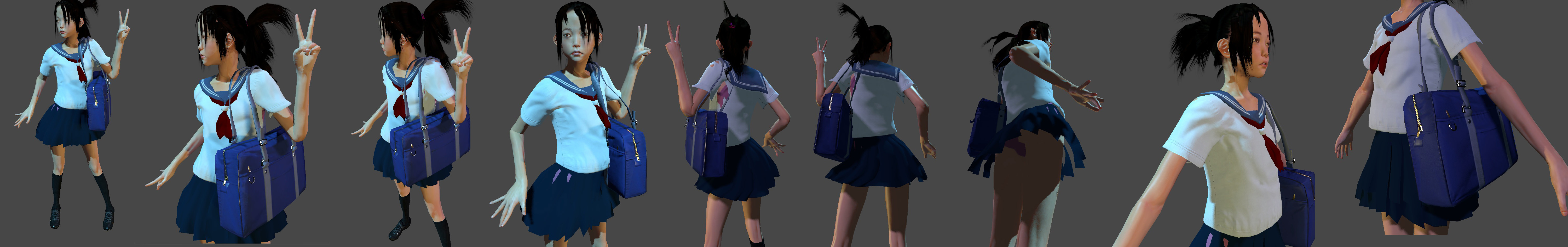 Akari schoolgirl Low-poly 3D model_3
